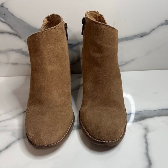 Lucky Brand | Women's Tan Suede Zip Round Toe Wedge Heel Yakeena Boot Sz 9 - Picture 2 of 7